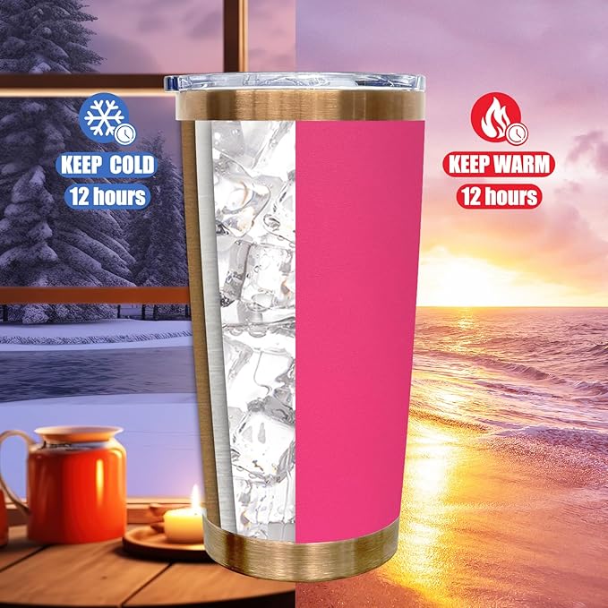 20 oz Tumbler Bulk 4 Pack Stainless Steel Tumblers with Lids and Straws, Double Wall Vacuum Insulated Travel Coffee Mug for Laser Engrave, Powder Coated Cup for Hot and Cold Drinks (Rosy,4 pack)