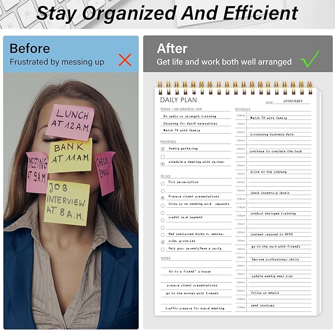 Daily Shedule Planner Half-Hourly Appointment Planner Personal Organizer with Work To-Do List, Priorities, 105 Days for Productivity Planner, No Bleed Everyday Planner, Daily Schedule, 6.5 x 9.8
