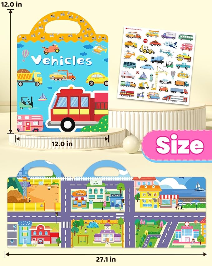 Walenced Reusable Sticker Book for Toddlers, Travel Stickers for Kids, Toddler Craft Activities Toys, Birthday Gifts for Boys & Girls