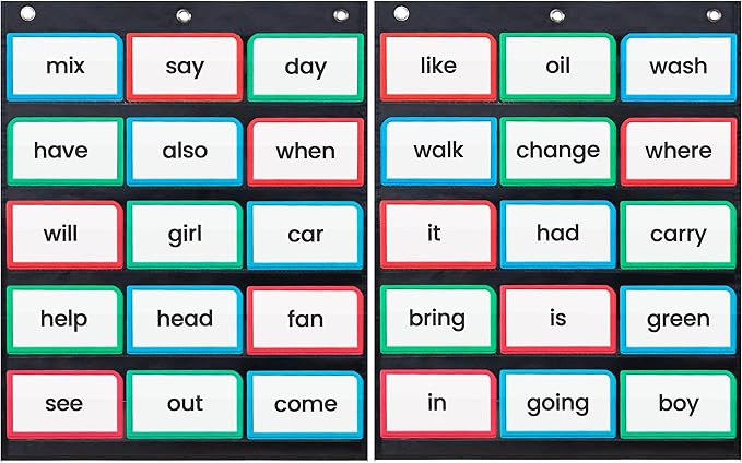 Essex Wares - 2 Pack, 17" Wide x 22" Tall Pocket Chart, Black - Sturdy Pocket Chart for Classroom for Sentence Strips - Easy to Use & Hang, Reusable Black Pocket Chart