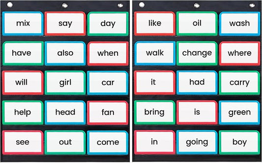 Essex Wares - 2 Pack, 17" Wide x 22" Tall Pocket Chart, Black - Sturdy Pocket Chart for Classroom for Sentence Strips - Easy to Use & Hang, Reusable Black Pocket Chart