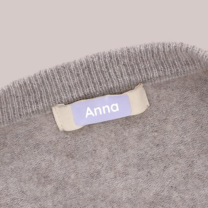 TeddyLabels - Clothing Labels for Nursing Home (60) – Self-Adhesive Name Tags for Clothes and Personal Items. Personalized Labels for Daycare, Nursing Homes, and Laundry Use - Light Purple