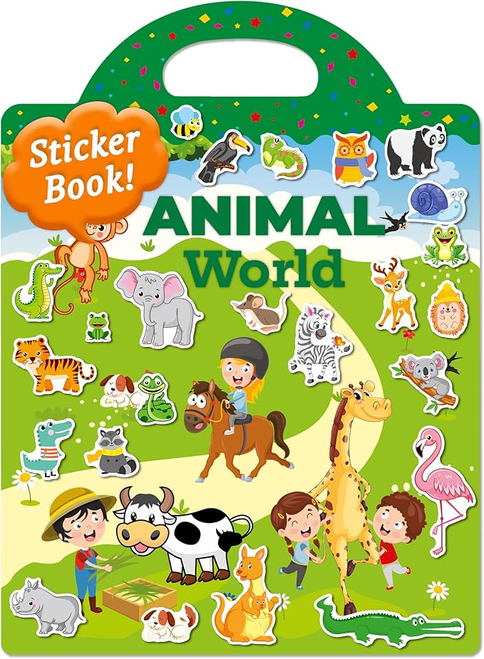 Benresive Reusable Sticker Book for Toddlers & Stickers for Kids, Toddler Travel Toys, Craft Activities, Boys & Girls Birthday Gifts
