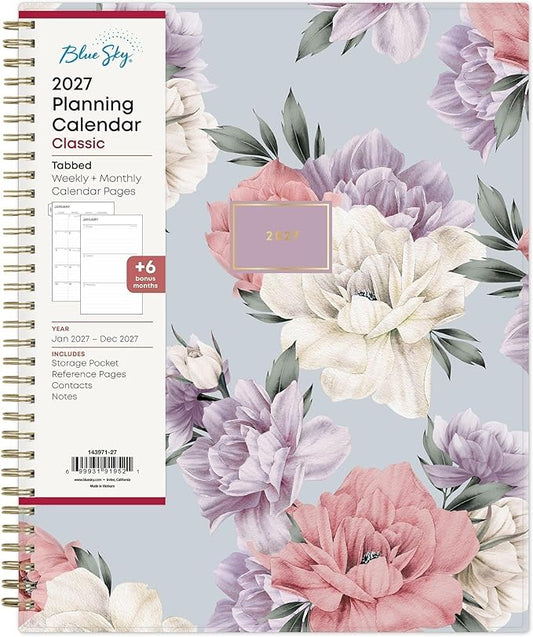Blue Sky 2027 Weekly and Monthly Planner Calendar, January 2027 - December 2027, 8.5" x 11", Flexible Cover, Laminated Tabs, Durable Twin Wire Binding, Storage Pocket, Tula