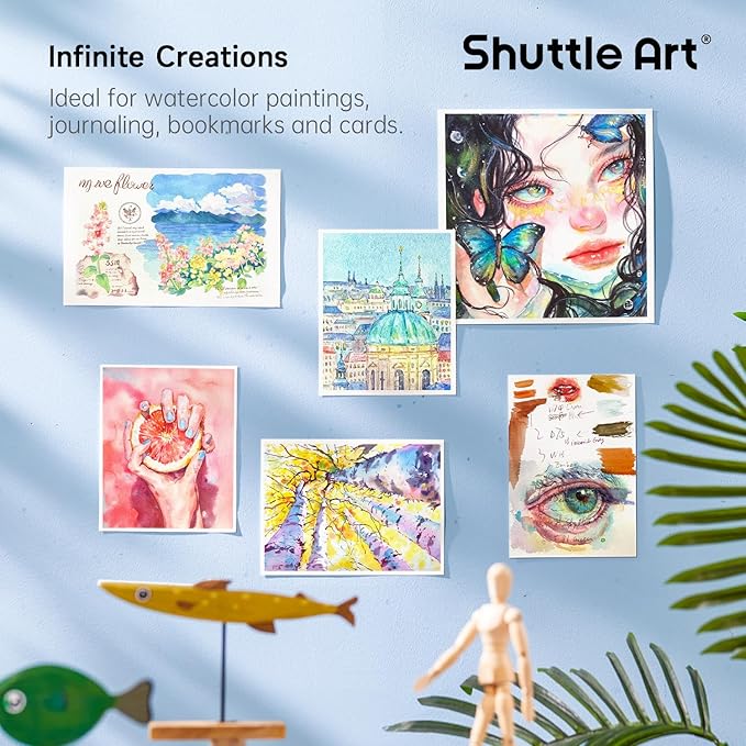 Shuttle Art 43 Pack Watercolor Paint Set, 36 Colors Watercolor Paint Pan Set with 6 Brushes and 1 Watercolor Pad for Beginners, Artists, Kids & Adults Watercolor Painting, Bullet Journal, Calligraphy