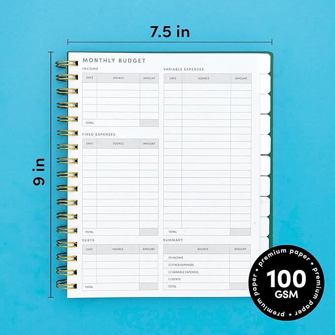PAPERAGE Undated 12 Month Weekly & Monthly Planner with Durable Cover & Spiral Binding, 7.5 in x 9 in, Productivity Planner with Note Pages, Goals & Budget Trackers, Stickers & Bookmark (Coral)