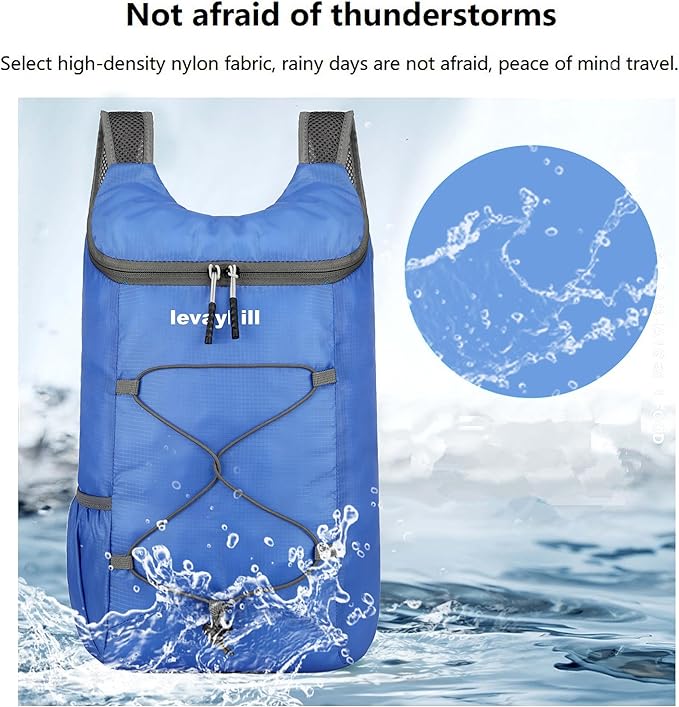 levayhill 16L Lightweight Foldable Hiking-Backpack Small Packable-Daypack For Travel,Ultralight Water-Resistant Gym Bag Men Women Easy Carry-on (Royal Blue)