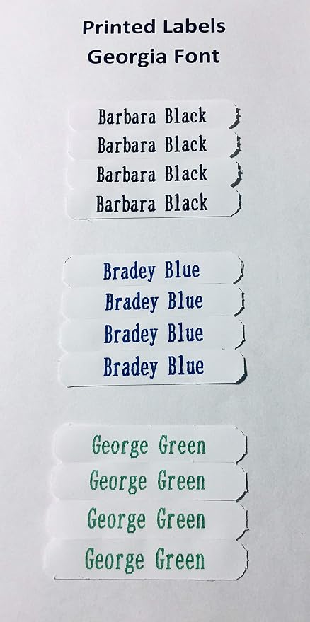 150 pc Iron On Name Tags for Clothing, 2" x 3/8", Washable, PreCut | Available in Black, Red, Green and Blue Ink
