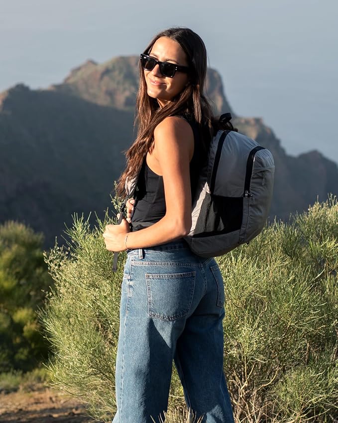 WATERFLY Small Packable Travel Backpack: 15L Lightweight Hiking Daypack | 0.59 lb,Water-Resistant Nylon,Breathable Straps,Reflective Strips,Phone Pocket,Multi-Pockets,Hiking,Cycling,Commute,Men Women
