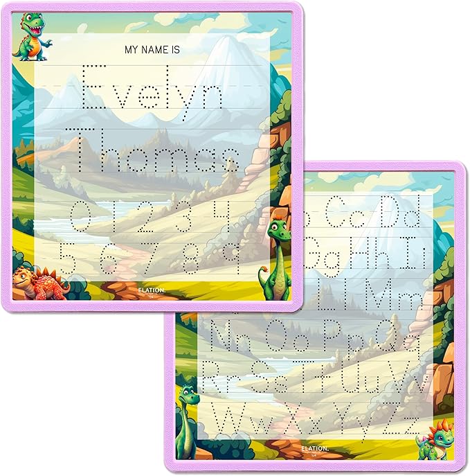 Kid's Name Tracing Board | Dry Erase Letter Tracing | Reusable Writing Practice Board | Personalized | Dinosaur Friends Theme