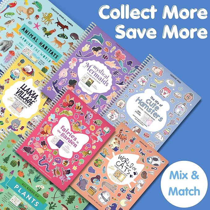 Panda 300+ Kids Sticker Book by Cupkin Toddler Airplane Travel Coloring and Sticker Book, Road Trip Essentials, 8 Coloring Pages 8 Side by Side Scenes for Ages 2–8 Years