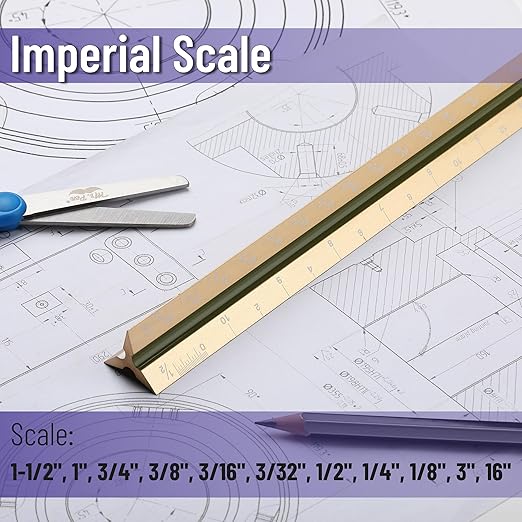 Mr. Pen- Architectural Scale Ruler, 12 inch, Gold, Aluminum Scale Ruler for Blueprints, Gift