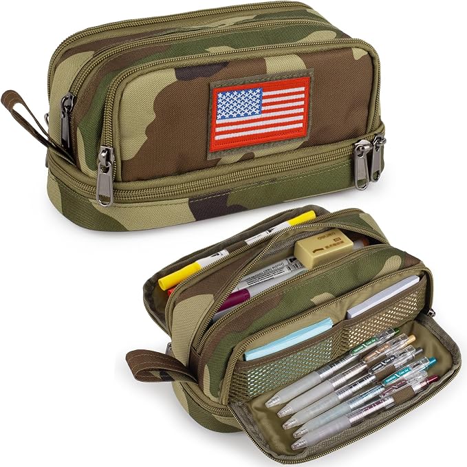 Tactical 4 Compartments Pencil Case for Boy, Large Pen Pouch Bag for School | Tactical Large Capacity Pen Box, 900D Farbic Tool Bag for School College Office Marker Organizer for Boy Kid Men Adult Teen