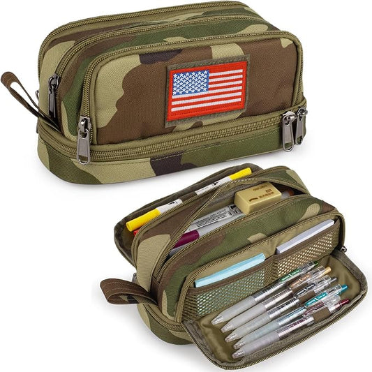 Tactical 4 Compartments Pencil Case for Boy, Large Pen Pouch Bag for School | Tactical Large Capacity Pen Box, 900D Farbic Tool Bag for School College Office Marker Organizer for Boy Kid Men Adult Teen