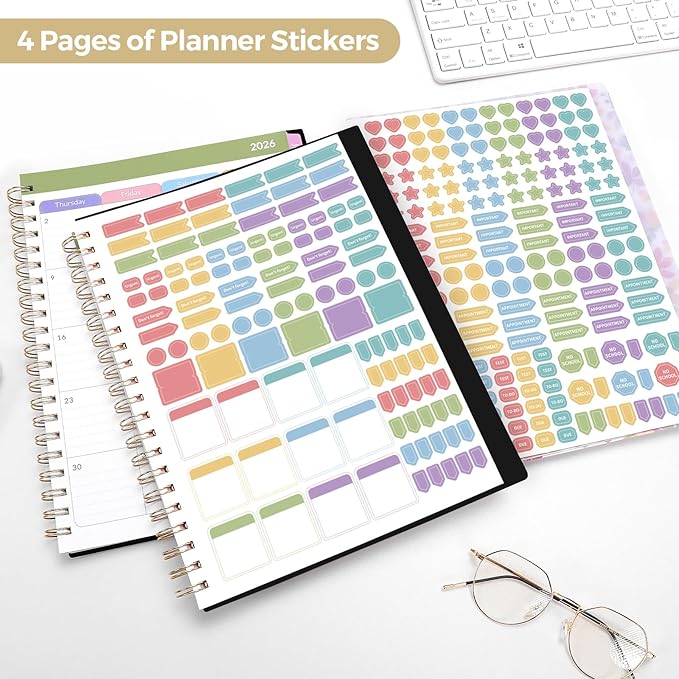 SKYDUE Teacher Planner 2026-2027 Academic Year, 8.5" x 11" Teacher Lesson Planner with Monthly Tabs & Stickers, Lesson Plan Book 26-27, Black