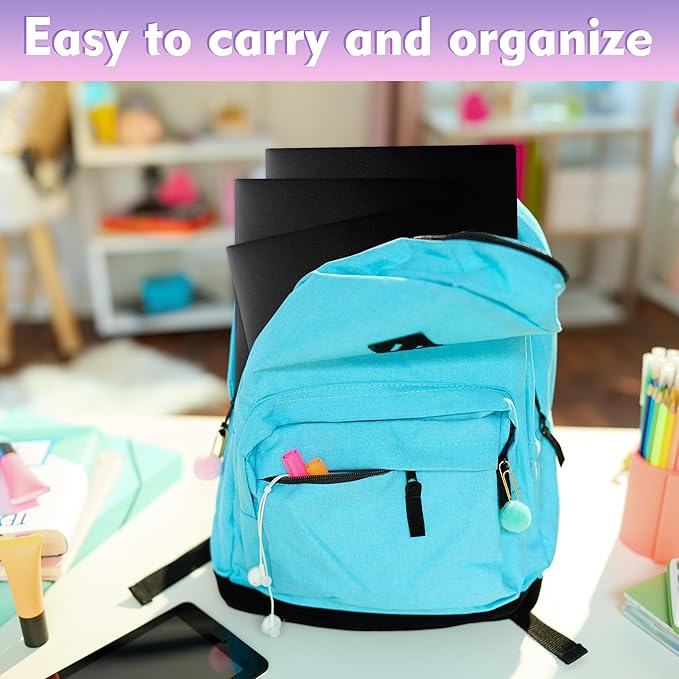 pmybupo 25 Pack Black 2 Pocket Folders,Heavy Duty Plastic Folders for Letter Size Paper,Heavy Duty Poly,Long Lasting,Includes Labels.