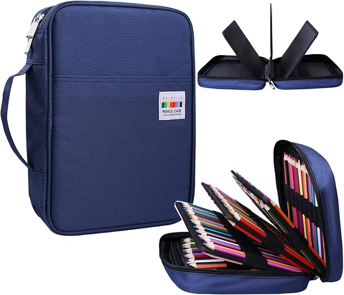 Coloring Pencil Case 220 Slots Pencils/Gel Pens Organizer Waterproof Travel Case Zipper Carrying Portable Pencil Markers Pen Holder Bag for Painter Writers