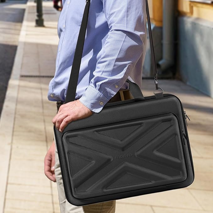 MOSISO Laptop Bag for Men,15-16 inch Computer Bag Compatible with MacBook Air 15 inch/Pro 16 inch, HP, Dell, Lenovo, Asus, Acer, Hard Shell Laptop Case with Front Pocket&Shoulder Strap, Black