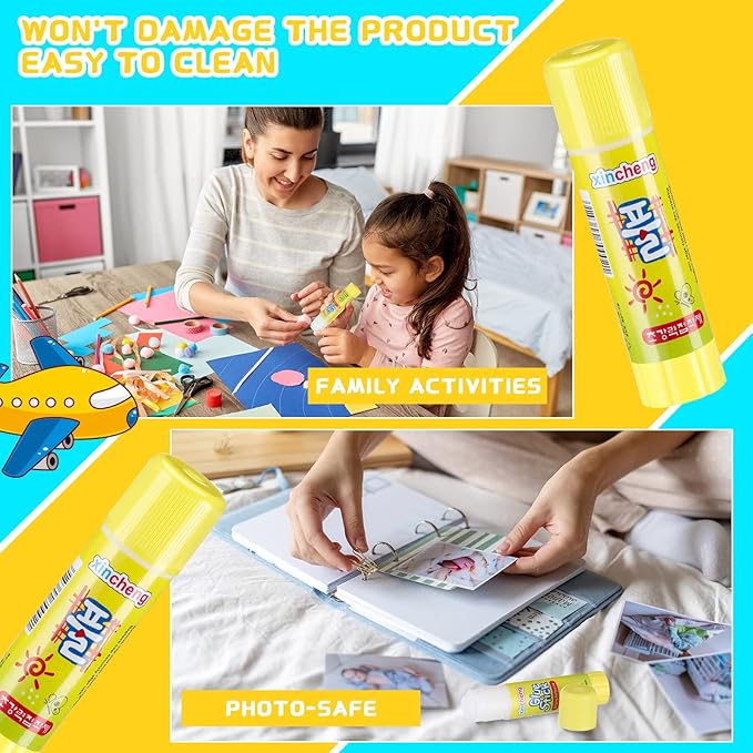 Zubebe School White Glue Stick Washable Glue Stick for Crafts Home Classroom Students Teachers Employees Scrapbooking Crafting Supplies(200 Pcs)