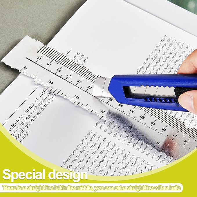 Henoyso 7 Pcs Metal Paper Tearing Ruler Deckle Edge Craft Stainless Steel Paper Cut Tool 12 Inch Irregular Edges Ruler Measurements Tool with 2 Watercolor Pen for Craft School Scrapbook