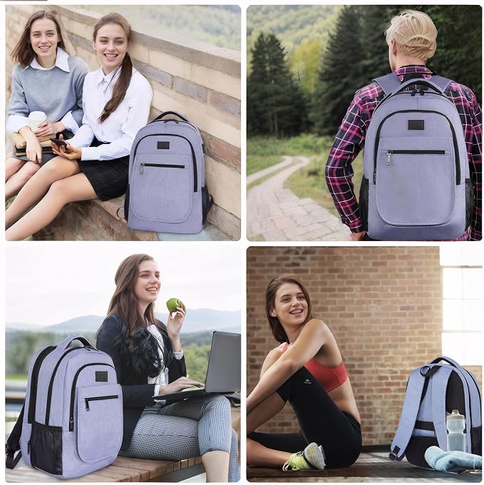 MATEIN Travel Backpack for Women, Expandable 15.6 inch Laptop Backpack | Anti Theft Computer Bag, Water Resistant Material, 29.5 - 36.8L, College, Business, Gift for Adults, Light Purple