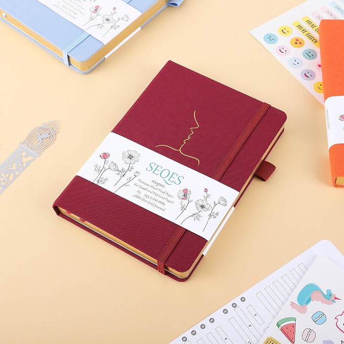 A5 Bullet Dotted Journal Notebook | 160gsm Thick Bleedproof Paper, Lay Flat Binding, 160 Numbered Pages | Hard Cover Dot Grid Notebook/Bullet Journals for Creatives & Professionals