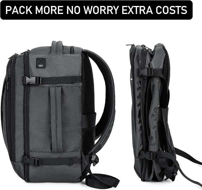 ECOHUB Travel Backpack 18x14x8 Frontier Airlines Personal Item Bag Ash Grey | Carry On Backpack with 13 Pockets, Casual Daypack for Men Women Airline Approved Water Resistant Back pack with Charging Port