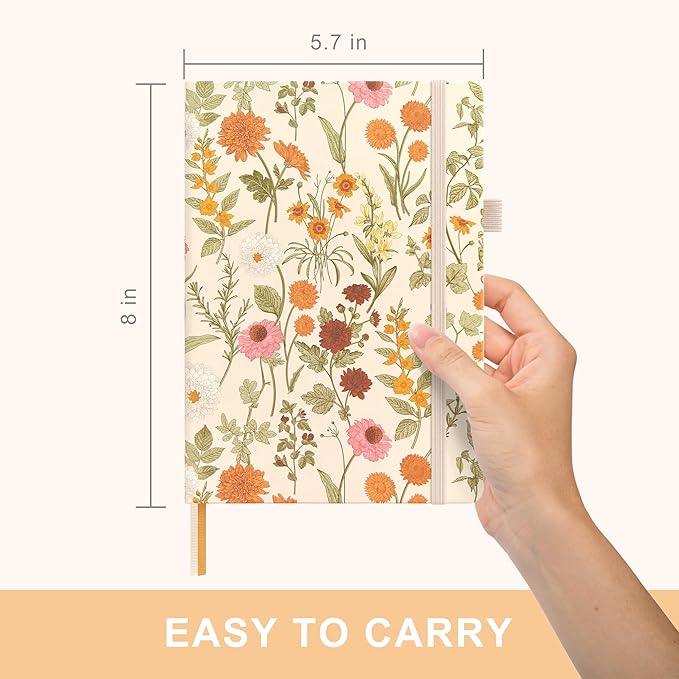 &And Per Se Lined Hardcover Notebook – A5 5.7"x8" College Ruled, 160 Pages, 100gsm Thick Paper – Aesthetic Journal for Women, Gift-Ready Planner, Everyday Writing Notebook (Wild Flowers)