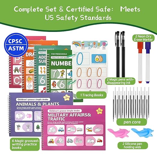 Preschool Learning Activities,Reusable Grooved Handwriting Workbook for Kids,Letter Tracing Books for Kids Ages 3-5, Busy Book Educational Gift