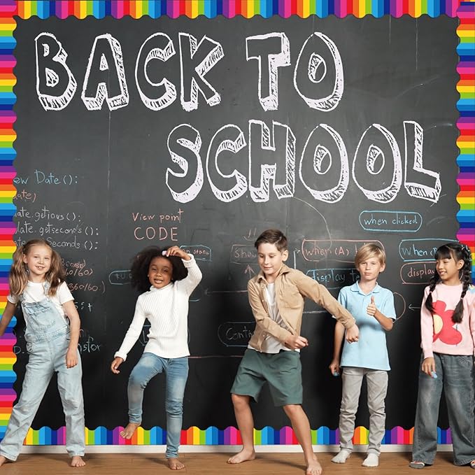 Fuyoooo 49 ft Rainbow Magnetic Borders for Classroom, Pencil Bulletin Board Borders Magnetic Whiteboard Classroom Strips Reusable Rolled Wall Trim for School Teacher Offices Chalkboard
