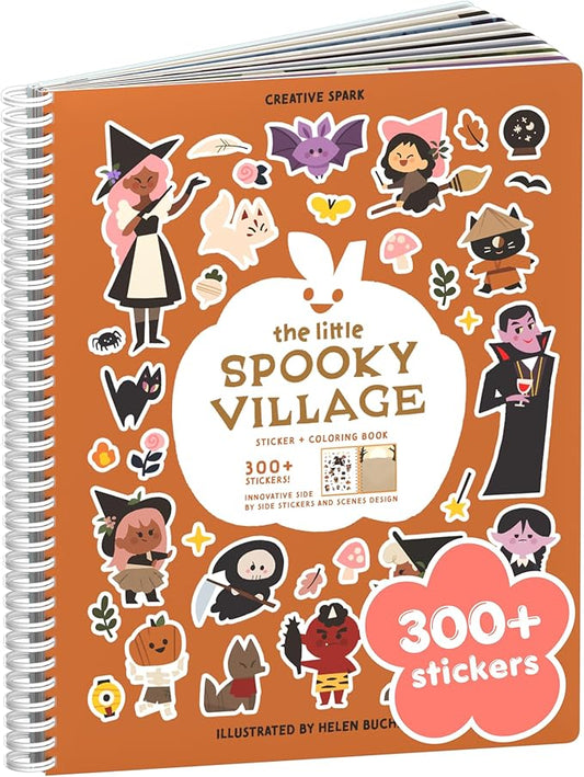 Spooky Village Halloween 300+ Sticker Book by Cupkin Toddler Travel Activity Coloring + Sticker Book, Road Trip Essentials, 8 Coloring Pages + Side by Side Scenes for Ages 2–8 Years