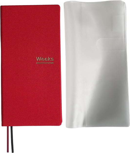 Undated Weekly Planner Notebook Pocket Organizer Appointment Book Journal Notebook A6 Week Plan Notepad (Bright red with cover)
