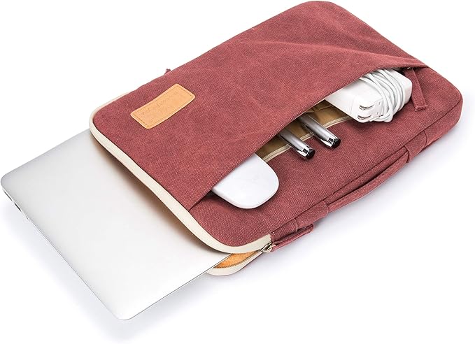 Kinmac 360° Heavy Duty Protective Laptop Computer Sleeve case Bag Cover with Handle for MacBook Pro 14 inch,14 inch-14.4 inch HP Lenovo Dell ASUS Acer Laptop (Wine Red)