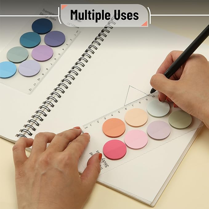 Mr. Pen- Round Transparent Sticky Notes, 1.1” Diameter, 14 Pads, 560 Sheets, Colorful, Water-Resistant See-Through Sticky Notes & Fineliner, Smooth Writing, Note Tabs for Bible Journaling, Studying