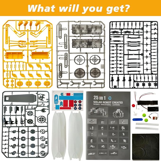 STEM 25-in-1 Education DIY Solar Power Toys for Boys Age 8-12, Science Kits Robots Toys for Ages 8-13, Building Toys Robotics Experiment Set Birthday Gifts for Kids 8 9 10 11 12 13 14+ Years Old