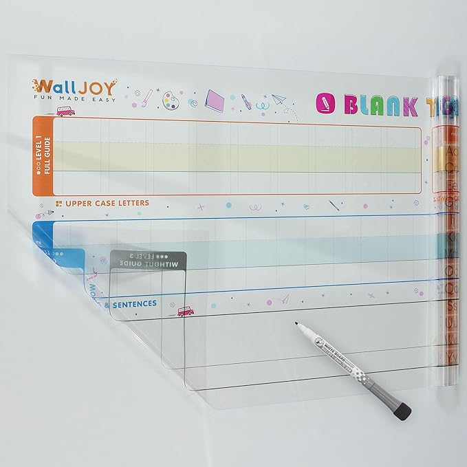 Dry Erase Handwriting Practice for Kids – 39.4×16” Large Clear Lined Dry Erase Board, Whiteboard with Lines that Sticks to Any Surface