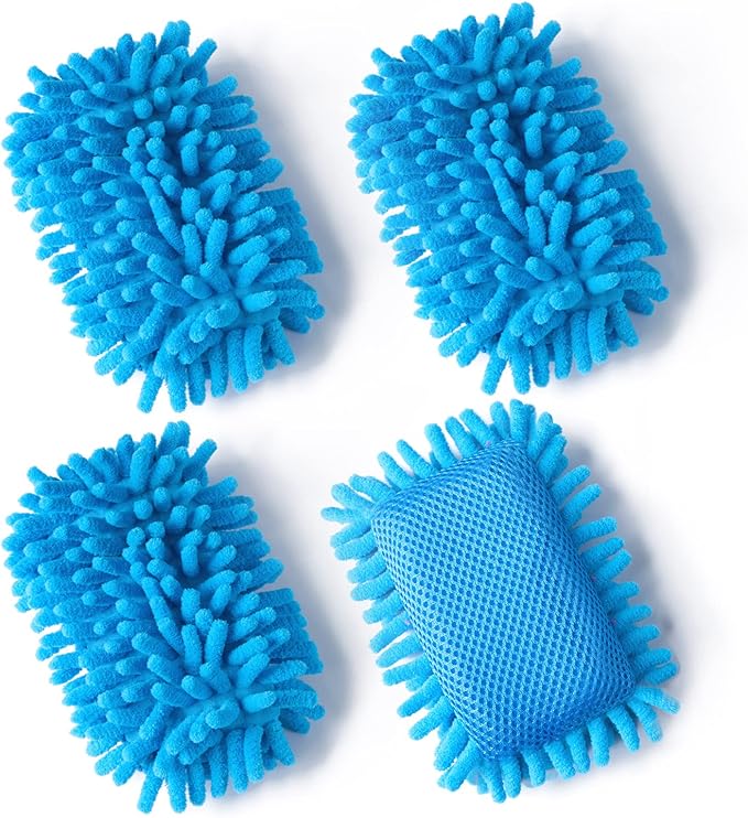 4 Pieces Microfiber Shag Whiteboard Eraser Shag Washable Dry Eraser Board Eraser for Chalk, Classroom Teacher Supplies, Home and Office (Blue)