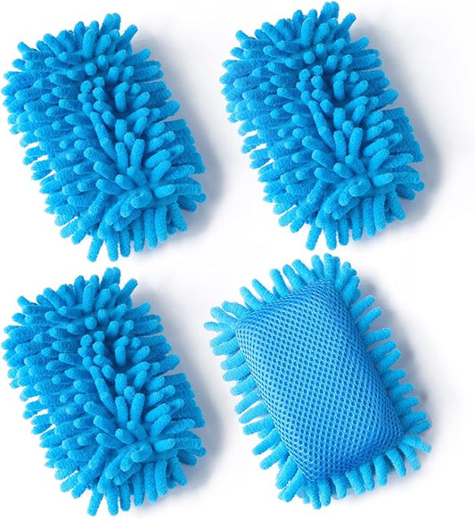 4 Pieces Microfiber Shag Whiteboard Eraser Shag Washable Dry Eraser Board Eraser for Chalk, Classroom Teacher Supplies, Home and Office (Blue)