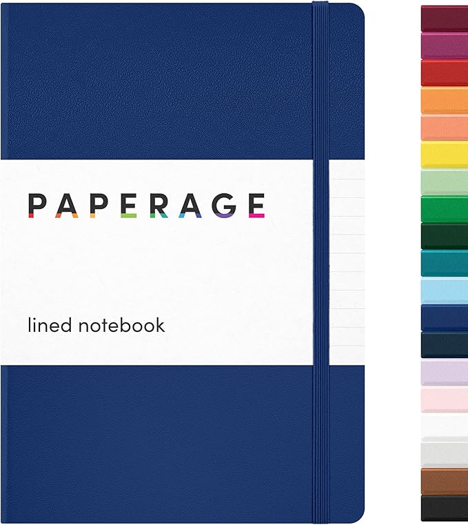PAPERAGE Lined Journal Notebook, Hardcover Journal for Women & Men, 160 Pages, (5.6 in x 8 in), College Ruled Journaling Notebook for Work, School Supplies & Note Taking, (Royal Blue)