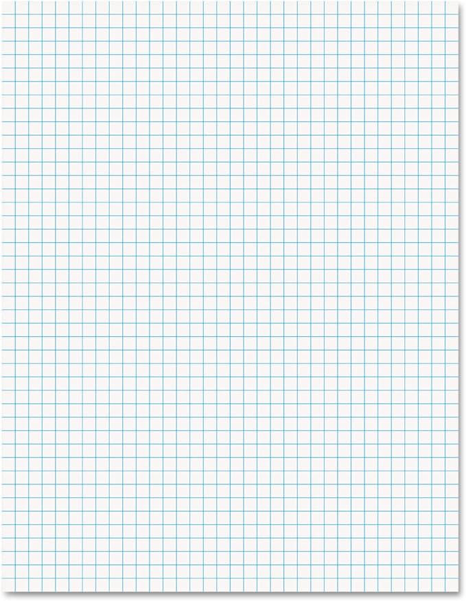 Ampad 8 1/2 x 11 Inches White Quad Pad, 4 Square Inch, 50 Sheets, 1 Each (22-030C)