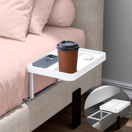 KIWIFOTOS Raised Bedside Shelf for Bed Tray Table Under Mattress for Box Spring Plate Platform Bed Nightstand Shelf Bedside Caddy College Dorm Room