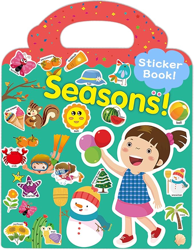 Benresive Reusable Sticker Book for Toddlers, Travel Stickers for Kids, Toddler Crafts Activities Toys, Birthday Gifts for Boys & Girls - Season