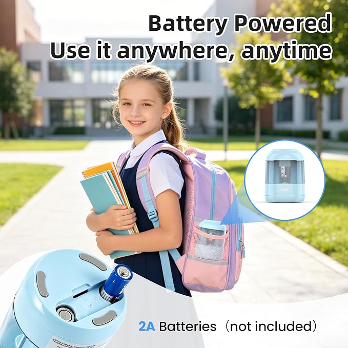 deli Electric Pencil Sharpener, Battery Operated, 6.5–8mm for Classroom