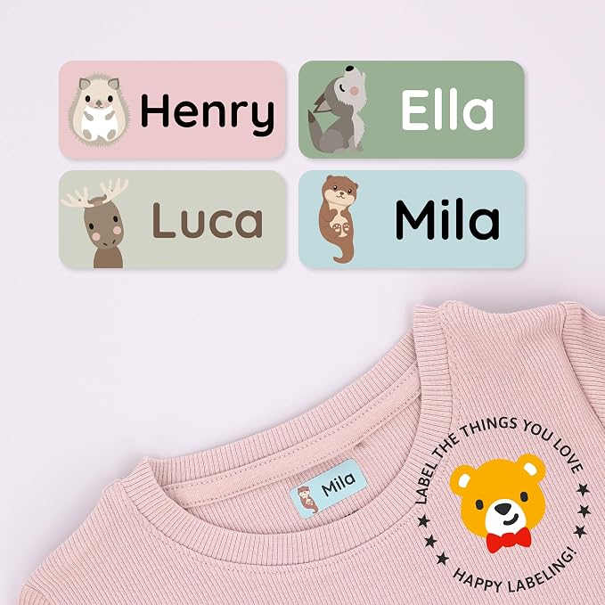 Iron-On Name Labels & Clothing Labels for Nursing Home (120) – Iron On Name Tags & Name Labels for Clothing & Clothes, School & Daycare – Waterproof - Forest Animals