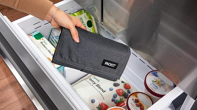 PackIt Freezable Lunch Bag, City Charcoal, Built with EcoFreeze Technology, Foldable, Reusable, Zip and Fold Closure with Buckle Handle, Designed for Work Lunches and Fresh Lunch On the Go