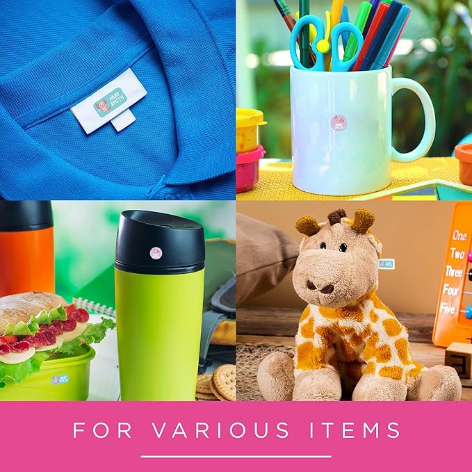 Personalized Daycare Name Labels for Kids, (130 Pack) Waterproof Custom Name Stickers for Clothing Tags, Lunch Boxes and School Supplies, Made in USA by MSC -Axolotl