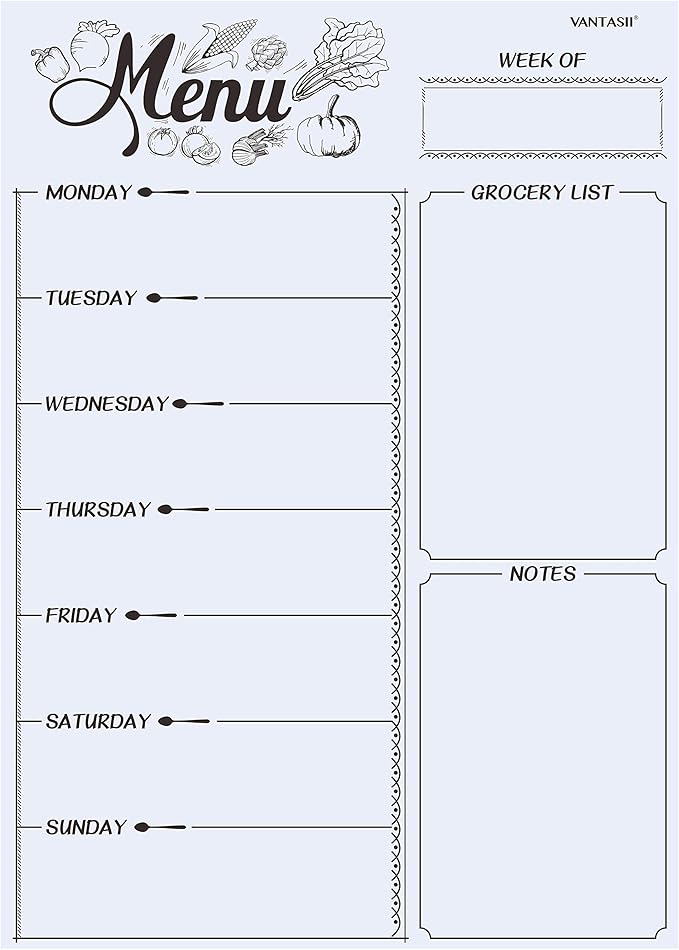 Magnetic Refrigerator Whiteboard,Weekly Menu, Meal Planner, Grocery Shopping List, Dry Erase Board, for Kitchen Fridge with 8 Color Magnetic Markers (16inchx12inch)