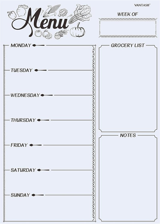 Magnetic Refrigerator Whiteboard,Weekly Menu, Meal Planner, Grocery Shopping List, Dry Erase Board, for Kitchen Fridge with 8 Color Magnetic Markers (16inchx12inch)