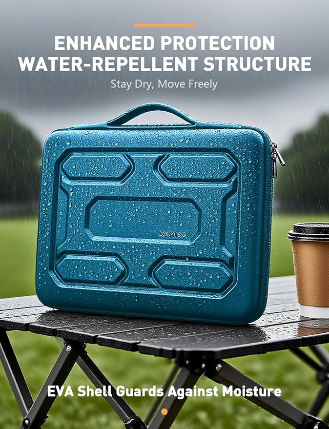 DOMISO 14 inch Laptop Sleeve with Handle Shockproof Computer Bag Waterproof EVA Protective Carrying Case for 14" ThinkPad E480/Yoga 920/13.5" Microsoft Surface Book/HP Pavilion 14 Stream 14, Teal