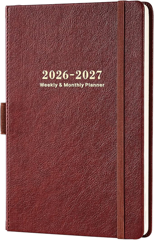 Planner 2026-2027 - Academic Planner 2026-2027, Weekly and Monthly Planner with Stickers, Faux Leather Cover, Jul. 2026 - Jun. 2027, 5.75" X 8.25", 26-27 Yearly Planner, Premium Paper, Pen Holder, Inner Pocket and 44 Notes Pages